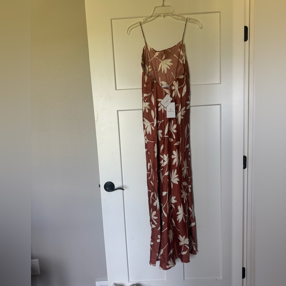 New Anine Bing Silk CHLOE SLIP DRESS IN TERRACOTTA Medium - Picture 4 of 6